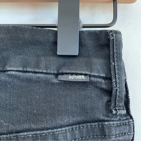 MOTHER HW Looker Ankle Fray Guilty Party Racer Black Skinny Jeans Rae Edge Pant - Picture 10 of 14